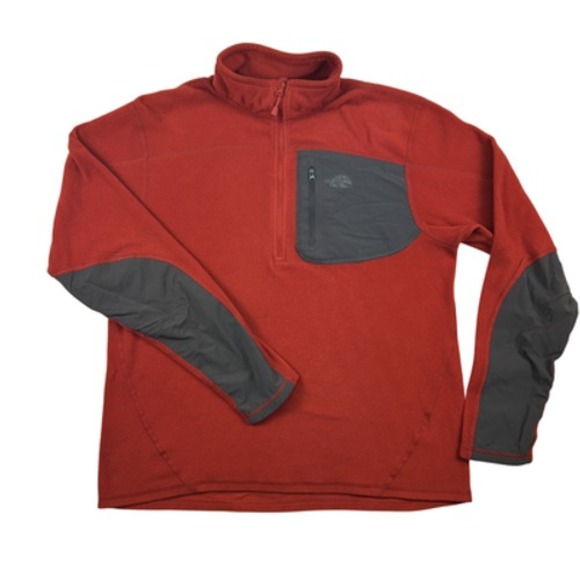 The North Face Pullover Jacket Mens Medium Polartec Classic Fleece Red Gray - Picture 1 of 16